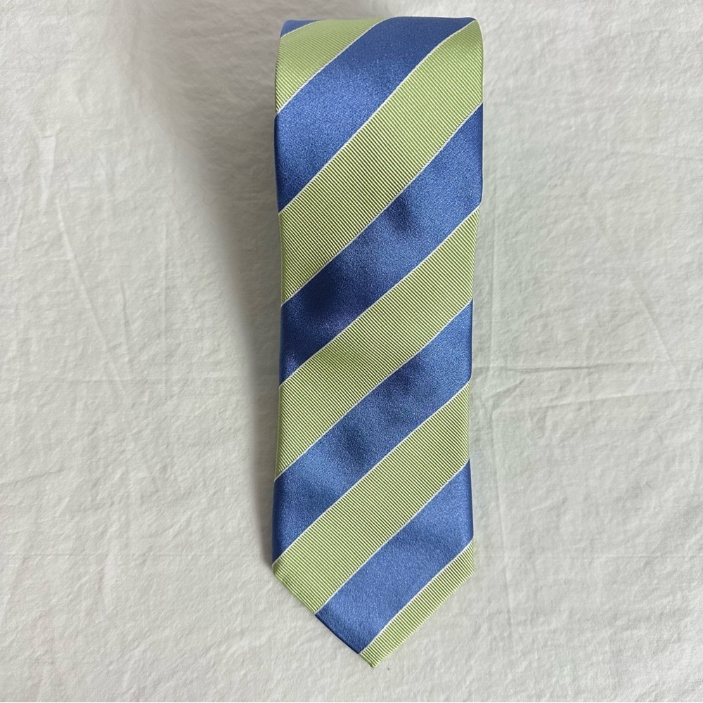 PRADA vintage green & blue striped silk tie - one size